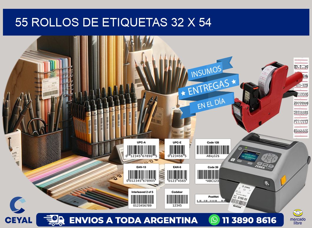 55 ROLLOS DE ETIQUETAS 32 x 54