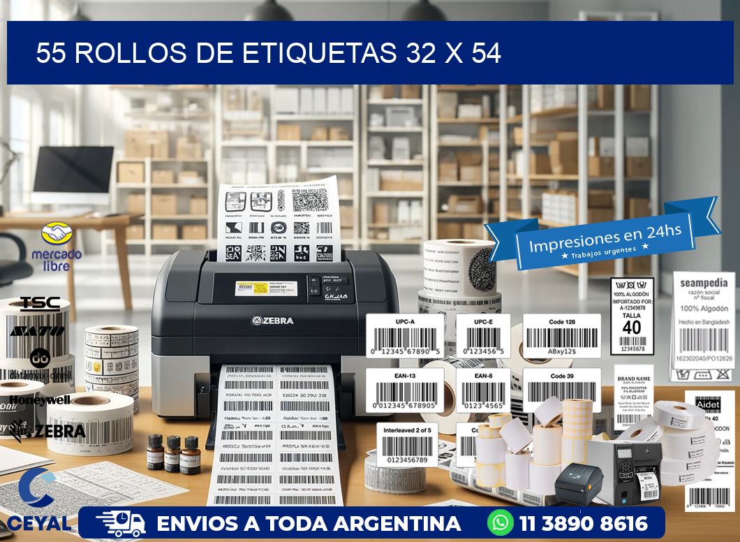 55 ROLLOS DE ETIQUETAS 32 x 54