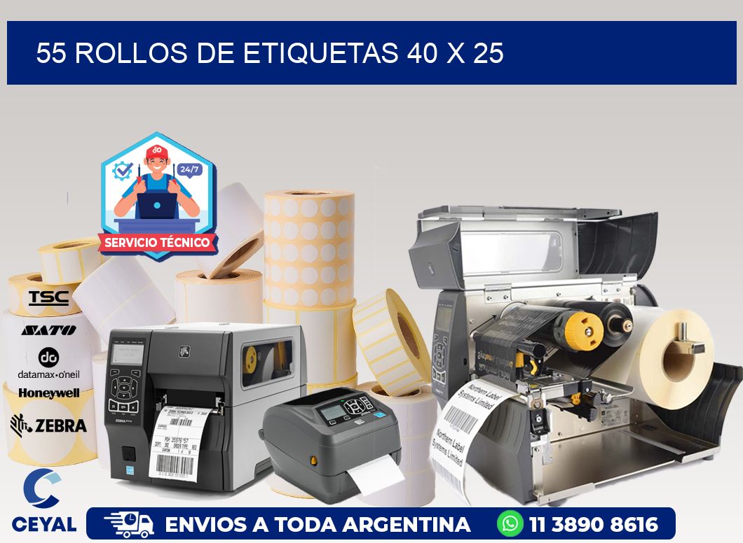 55 ROLLOS DE ETIQUETAS 40 x 25