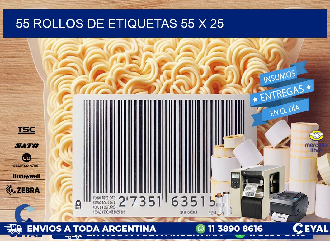 55 ROLLOS DE ETIQUETAS 55 x 25