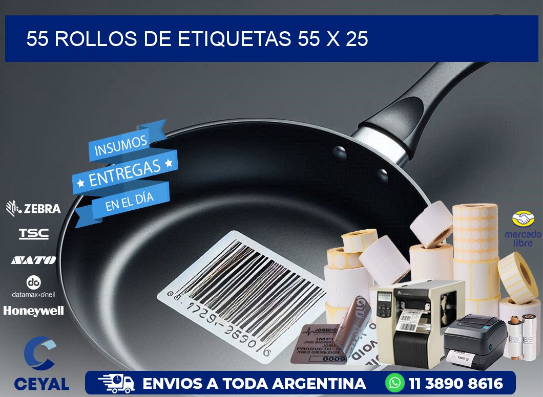 55 ROLLOS DE ETIQUETAS 55 x 25