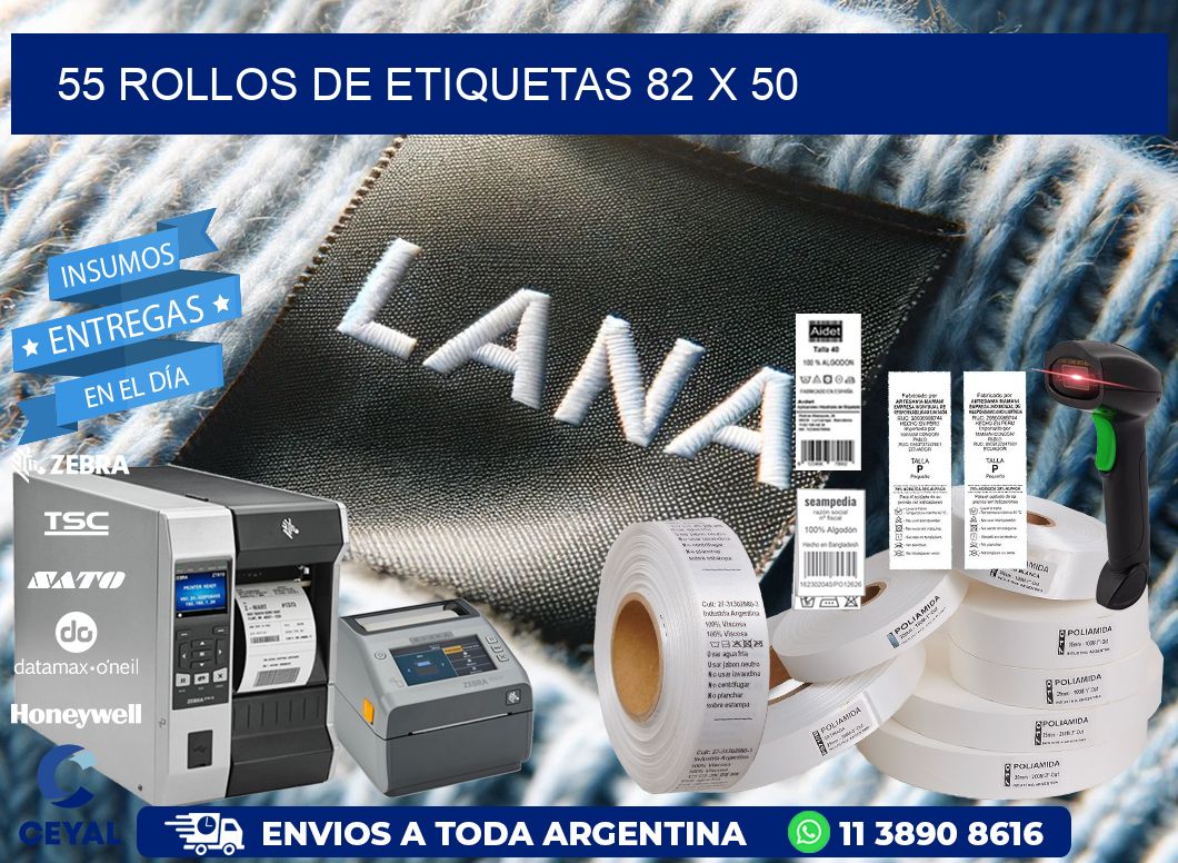 55 ROLLOS DE ETIQUETAS 82 x 50