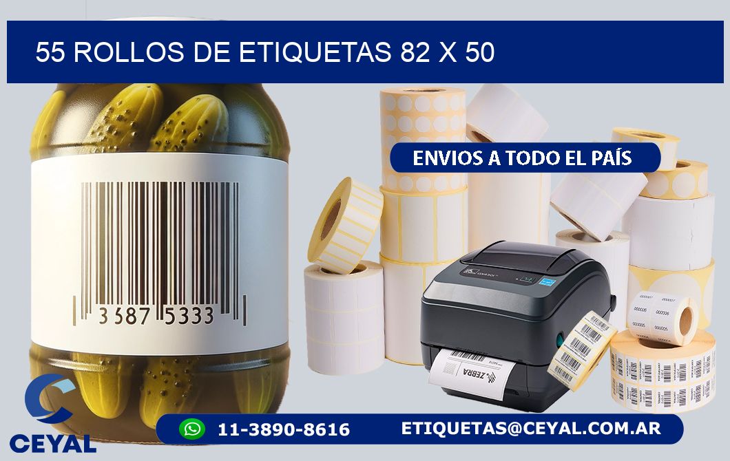 55 ROLLOS DE ETIQUETAS 82 x 50