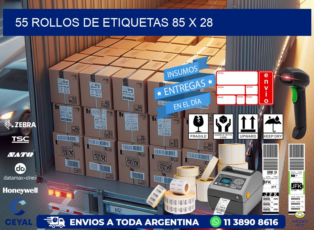 55 ROLLOS DE ETIQUETAS 85 x 28