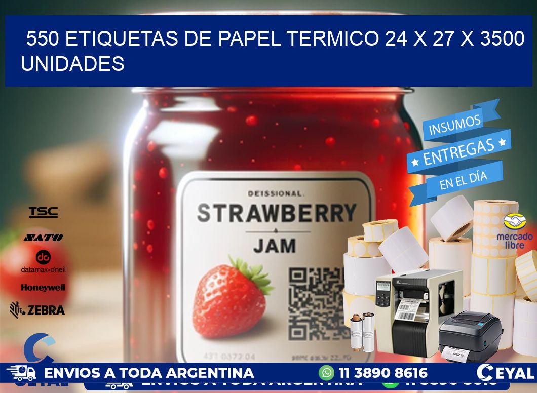 550 ETIQUETAS DE PAPEL TERMICO 24 x 27 X 3500 UNIDADES