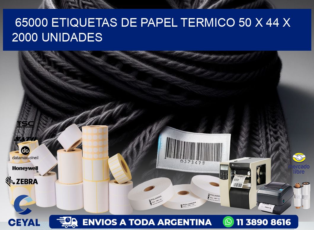 65000 ETIQUETAS DE PAPEL TERMICO 50 x 44 X 2000 UNIDADES