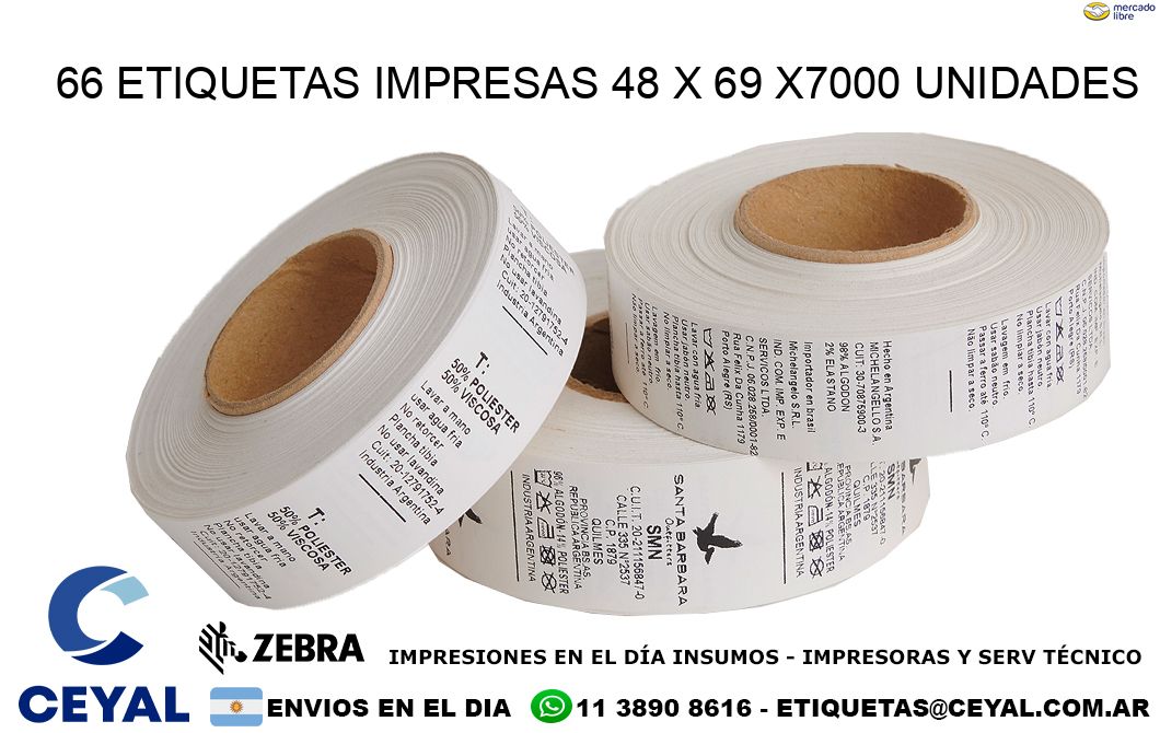 66 ETIQUETAS IMPRESAS 48 x 69 X7000 UNIDADES