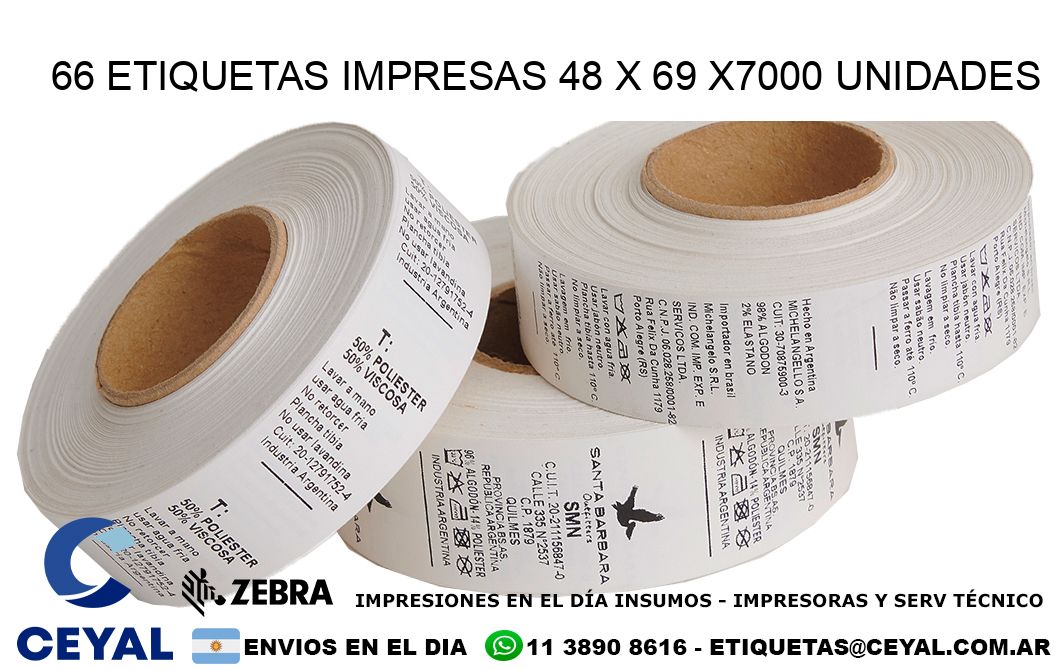 66 ETIQUETAS IMPRESAS 48 x 69 X7000 UNIDADES