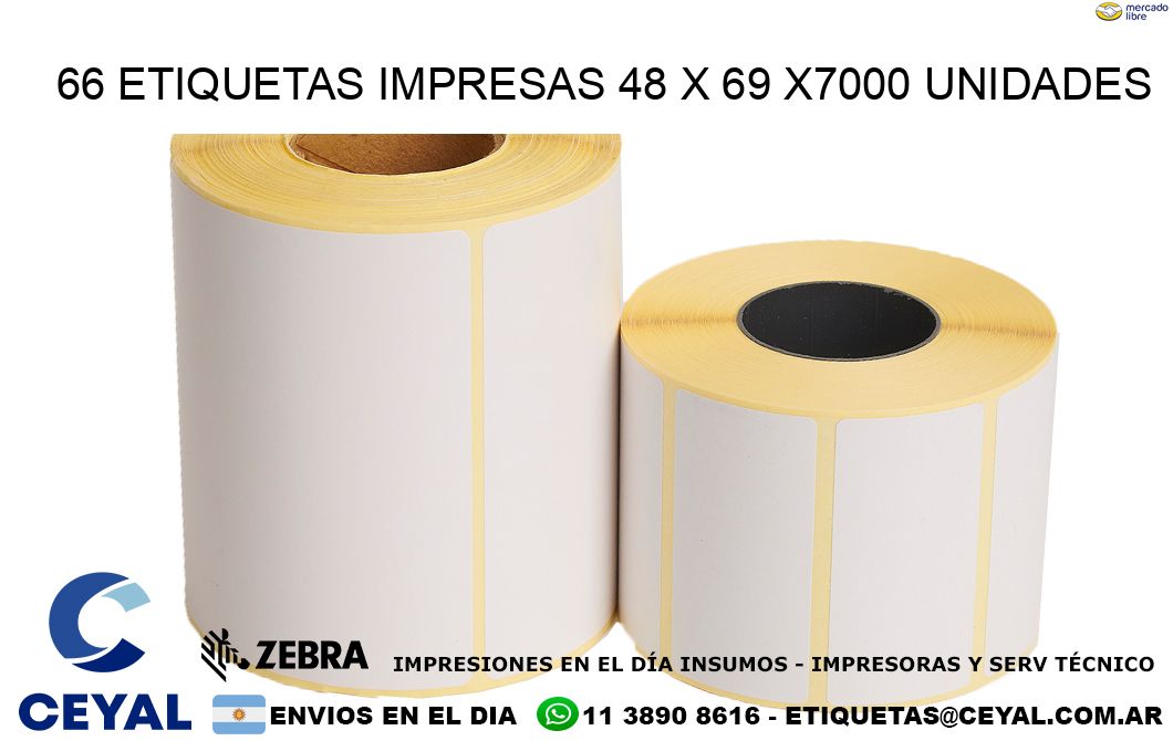 66 ETIQUETAS IMPRESAS 48 x 69 X7000 UNIDADES