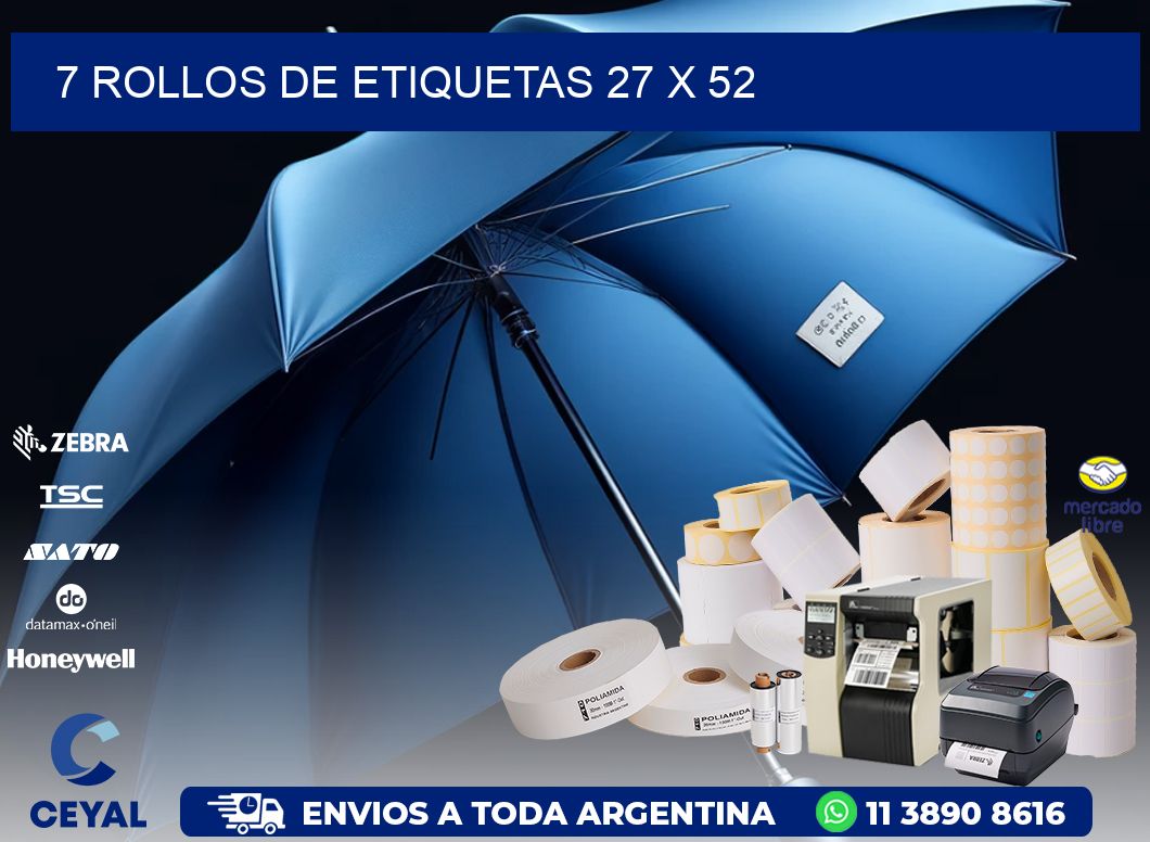 7 ROLLOS DE ETIQUETAS 27 x 52