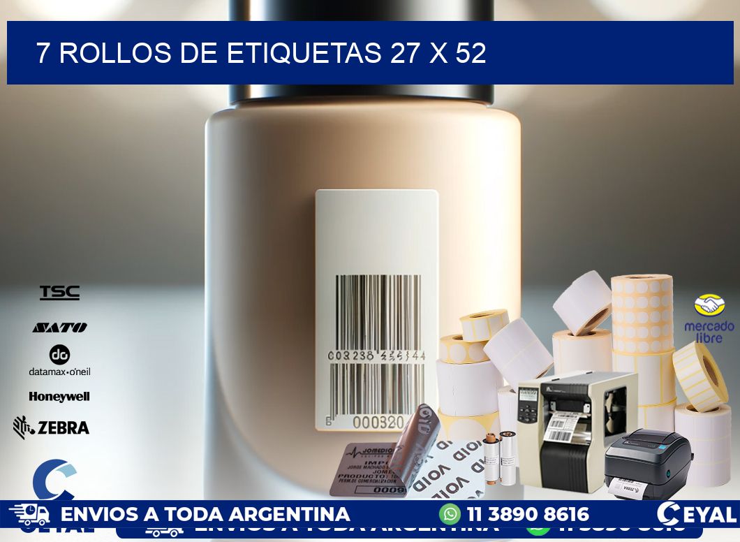 7 ROLLOS DE ETIQUETAS 27 x 52