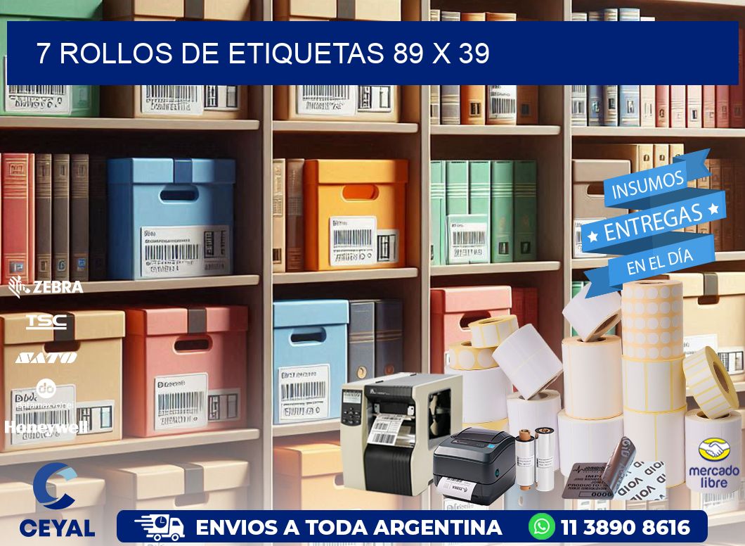 7 ROLLOS DE ETIQUETAS 89 x 39
