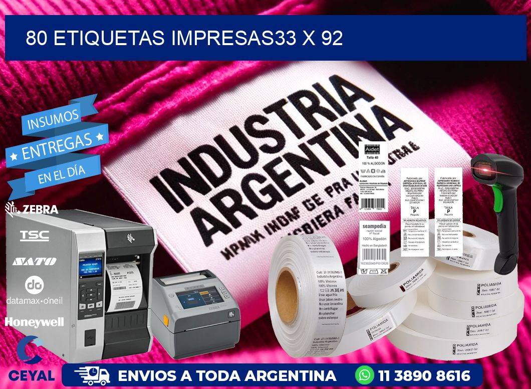 80 ETIQUETAS IMPRESAS33 x 92
