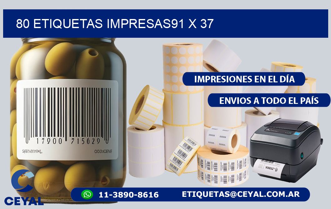 80 ETIQUETAS IMPRESAS91 x 37