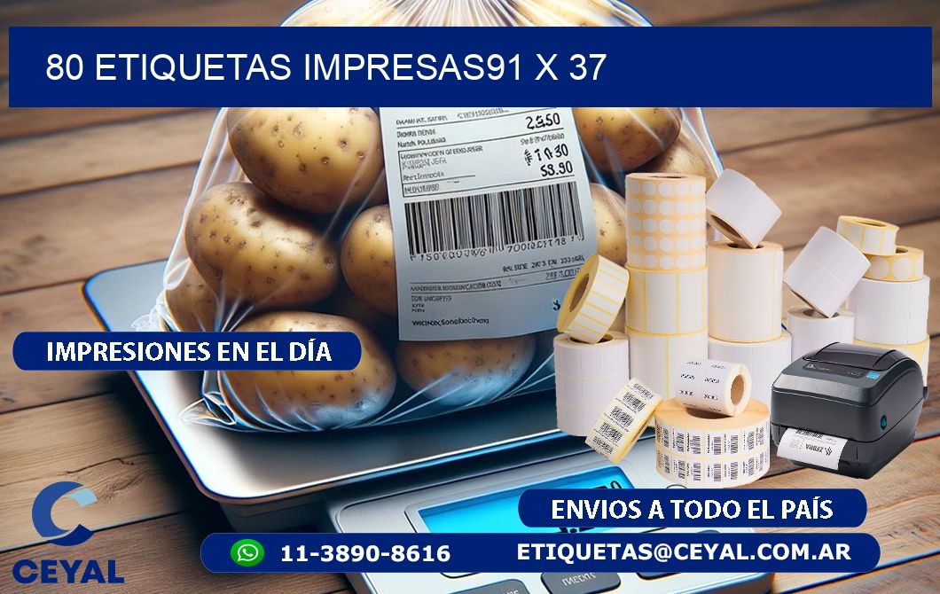 80 ETIQUETAS IMPRESAS91 x 37