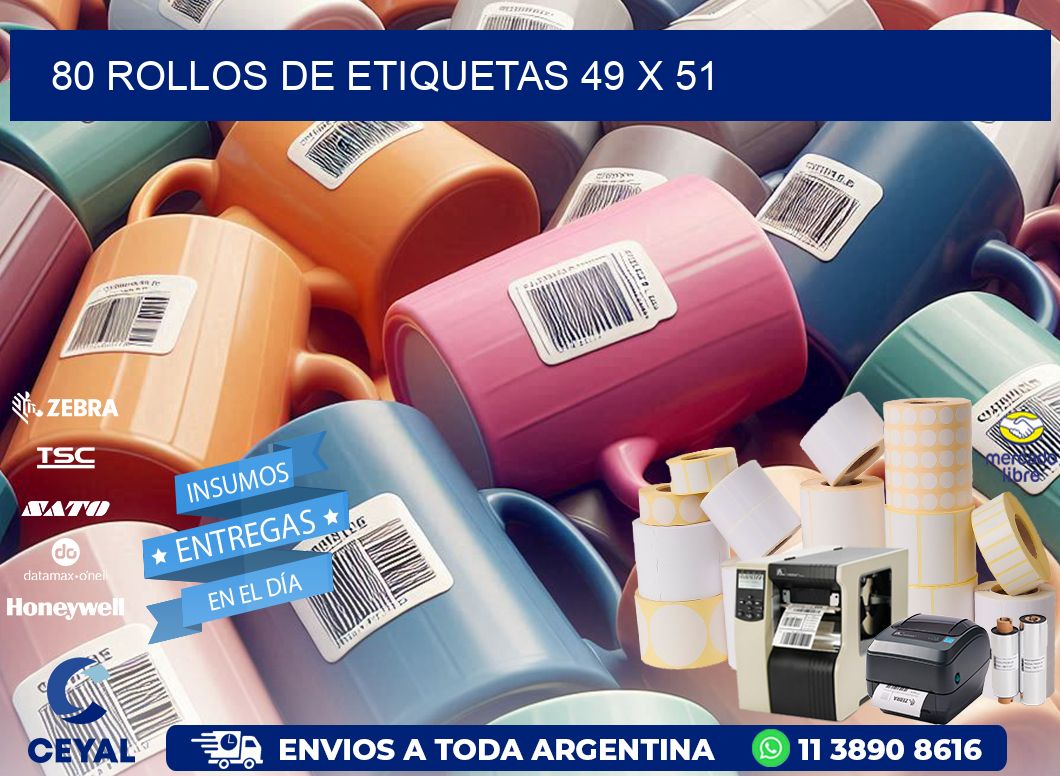 80 ROLLOS DE ETIQUETAS 49 x 51