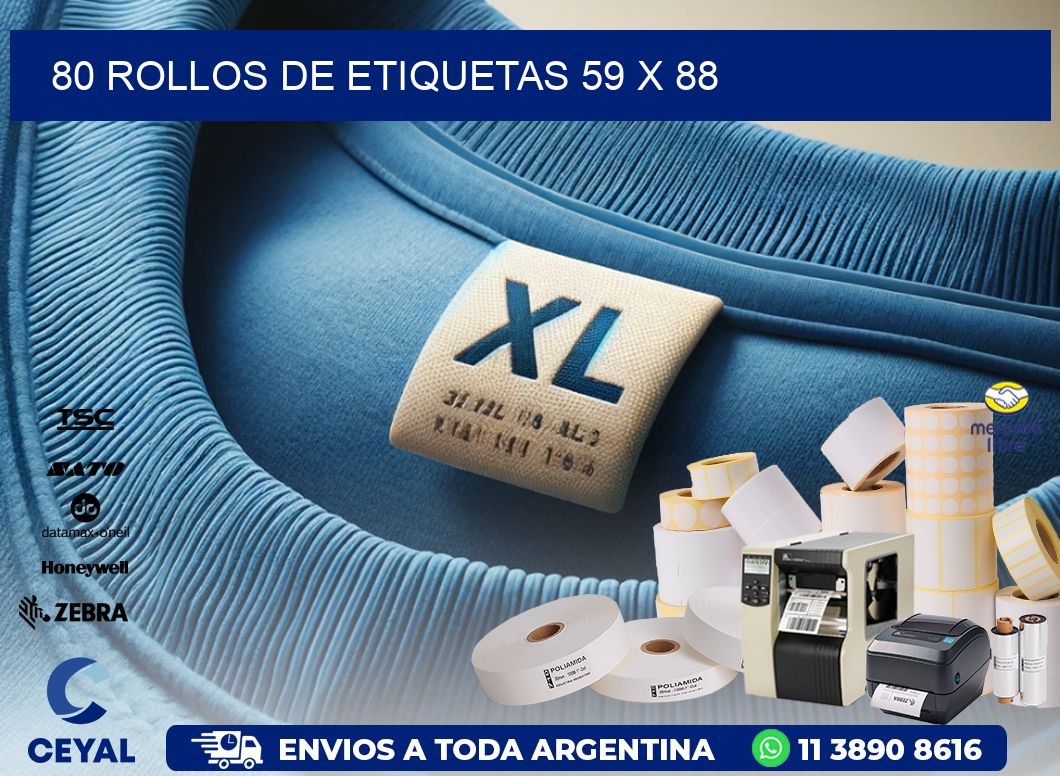 80 ROLLOS DE ETIQUETAS 59 x 88