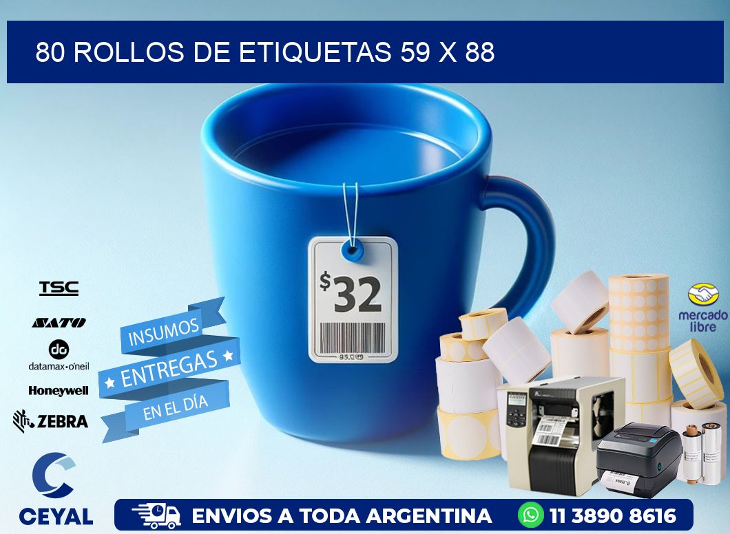 80 ROLLOS DE ETIQUETAS 59 x 88