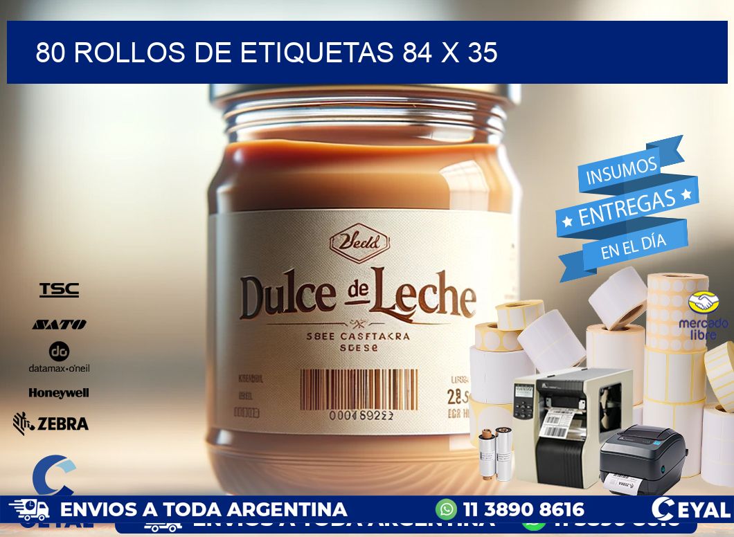 80 ROLLOS DE ETIQUETAS 84 x 35