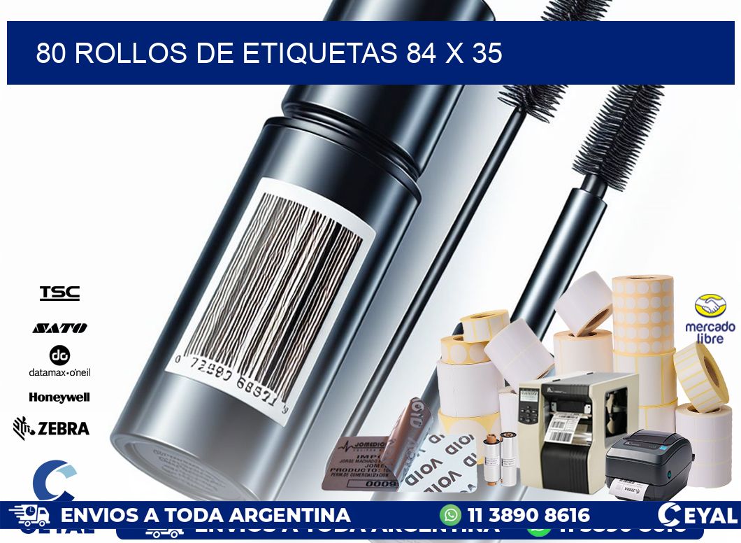 80 ROLLOS DE ETIQUETAS 84 x 35