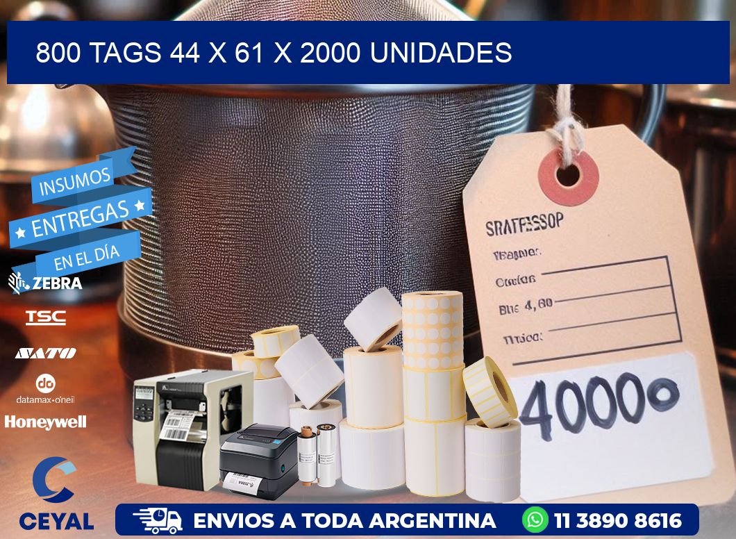 800 TAGS 44 x 61 X 2000 UNIDADES