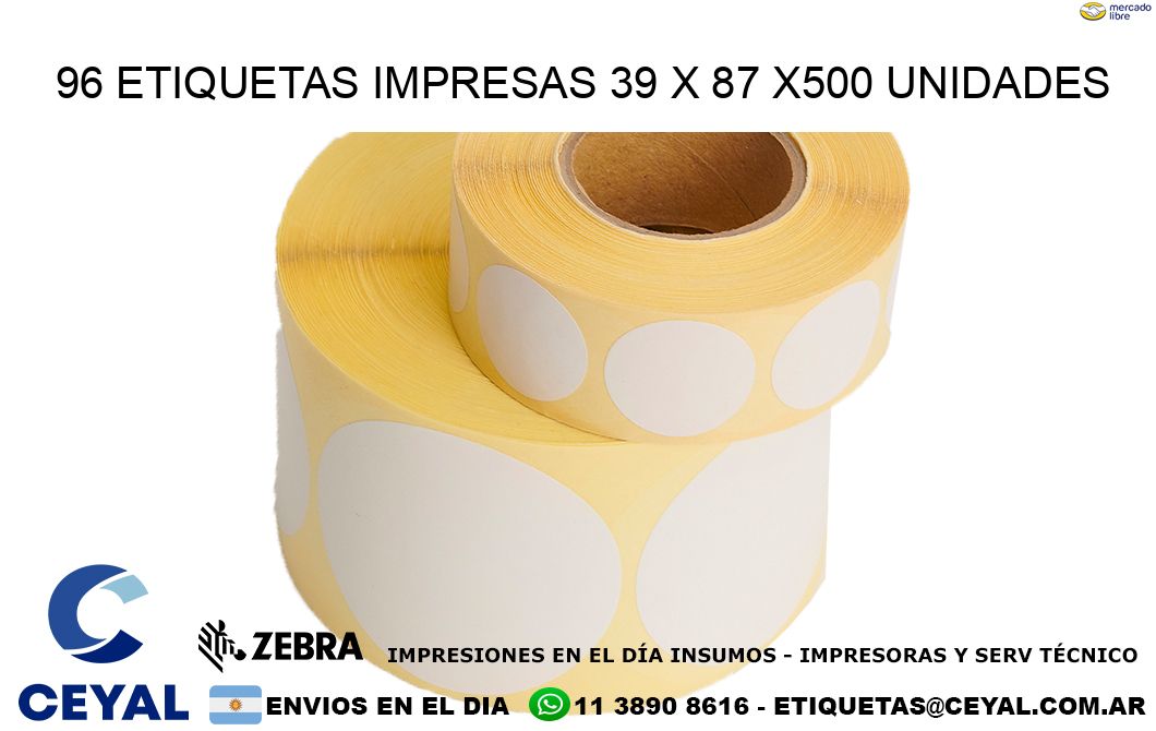 96 ETIQUETAS IMPRESAS 39 x 87 x500 UNIDADES