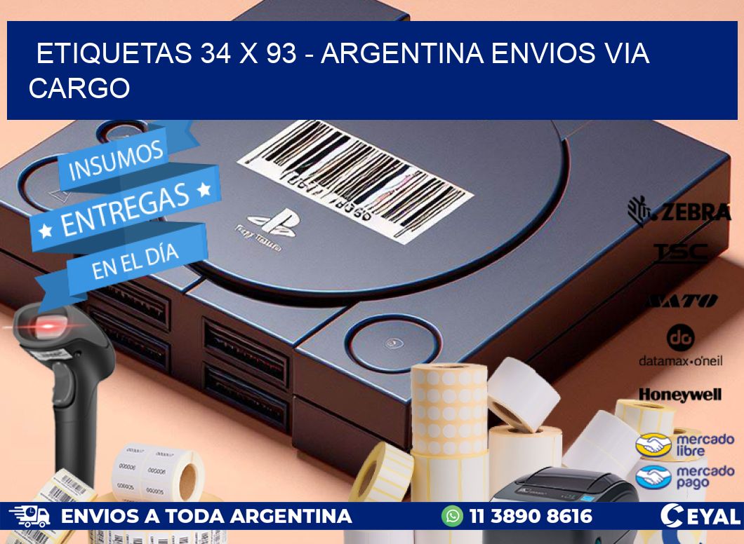 ETIQUETAS 34 x 93 - ARGENTINA ENVIOS VIA CARGO