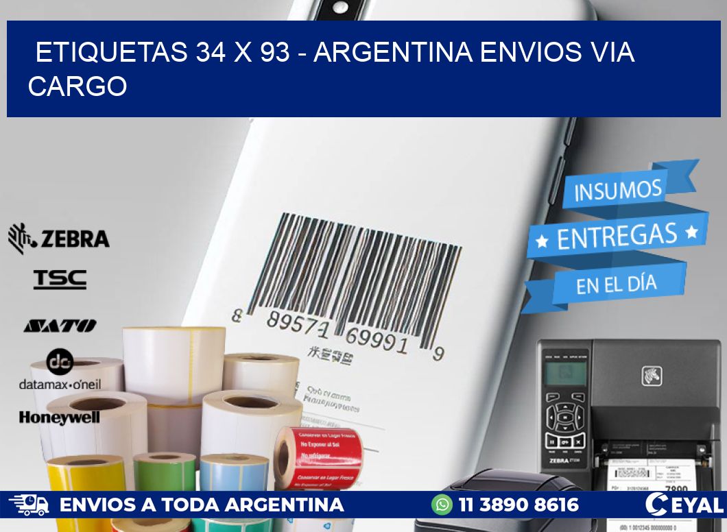 ETIQUETAS 34 x 93 - ARGENTINA ENVIOS VIA CARGO