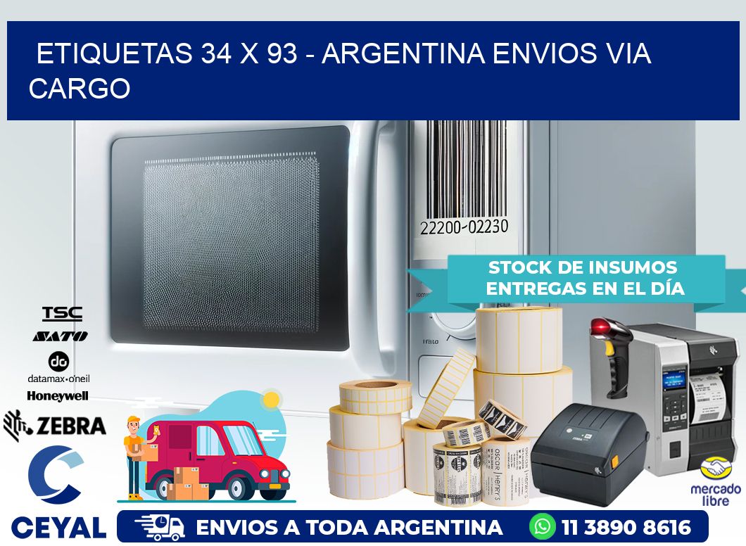 ETIQUETAS 34 x 93 – ARGENTINA ENVIOS VIA CARGO