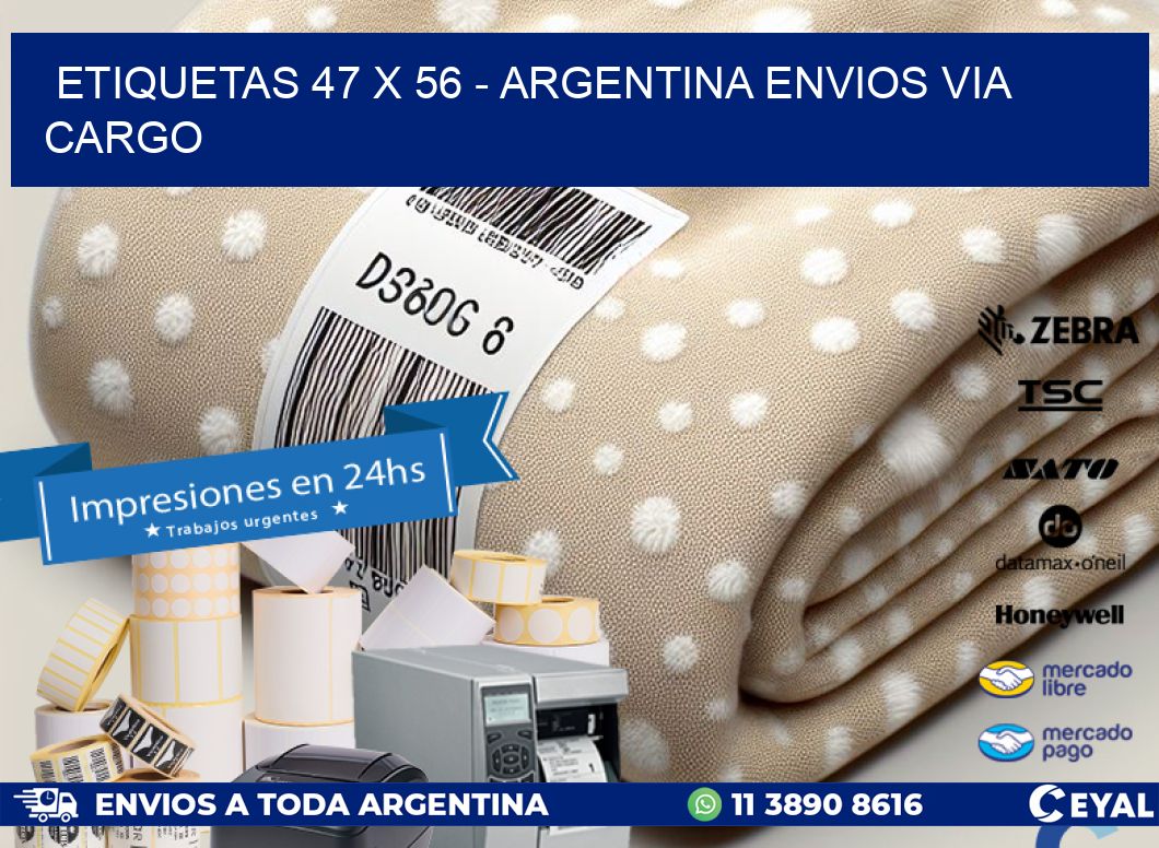 ETIQUETAS 47 x 56 - ARGENTINA ENVIOS VIA CARGO