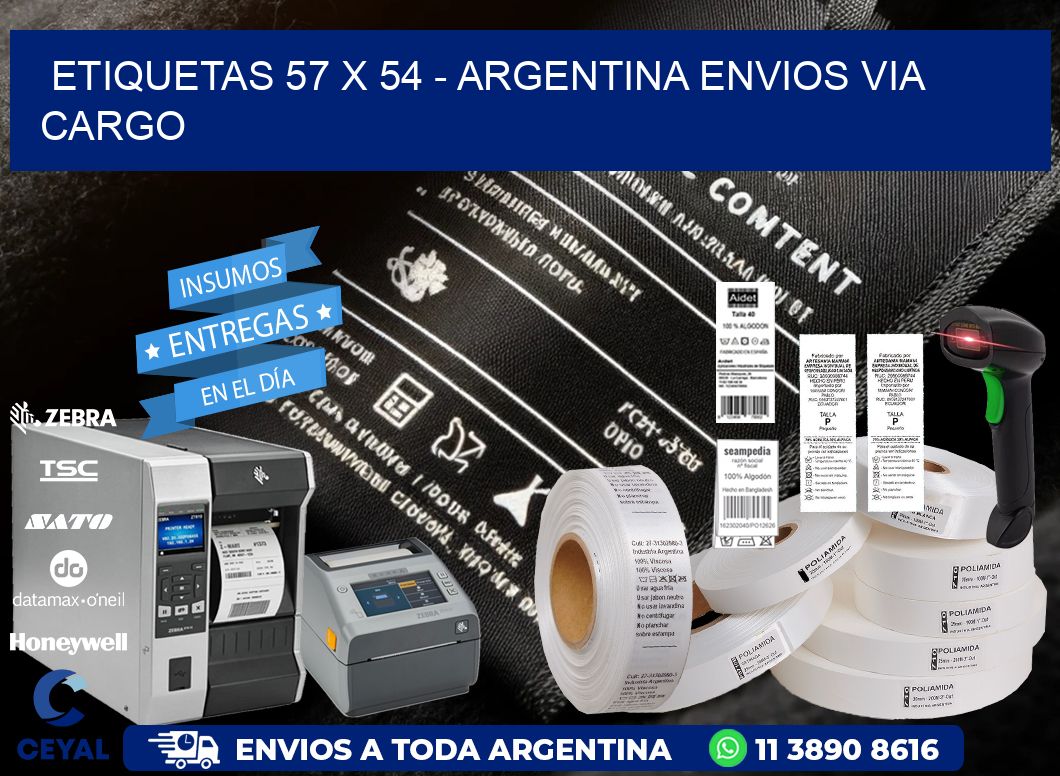 ETIQUETAS 57 x 54 - ARGENTINA ENVIOS VIA CARGO