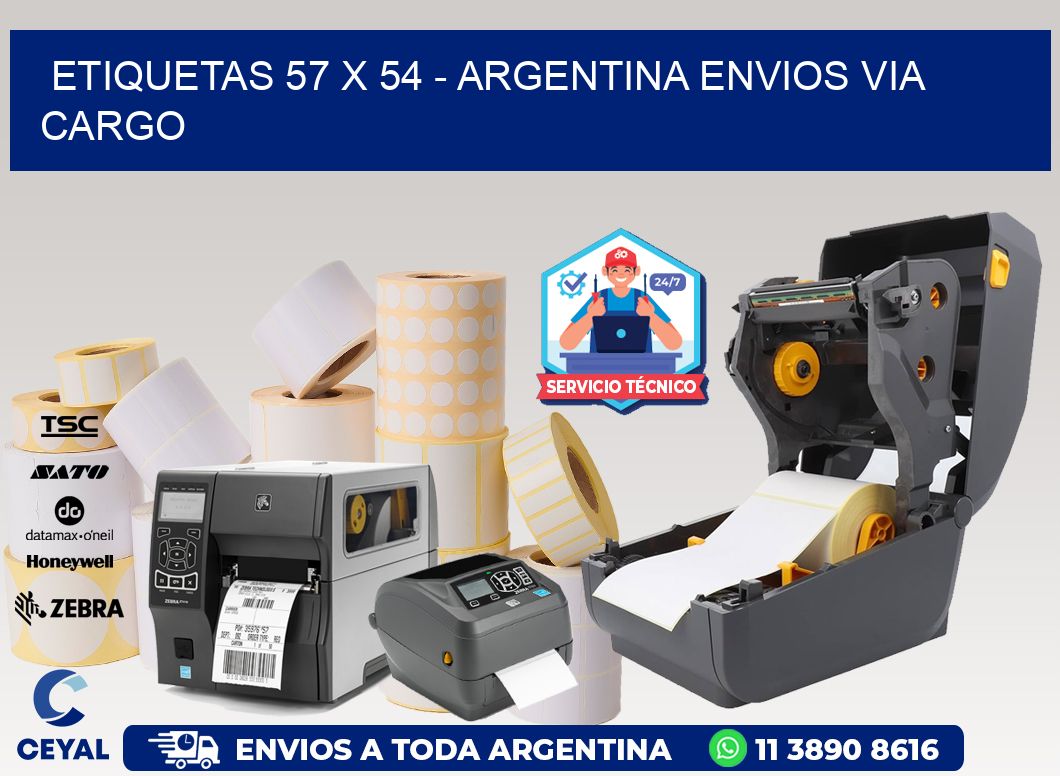 ETIQUETAS 57 x 54 - ARGENTINA ENVIOS VIA CARGO