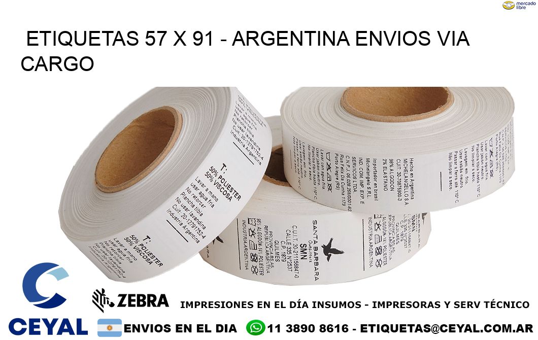 ETIQUETAS 57 x 91 - ARGENTINA ENVIOS VIA CARGO