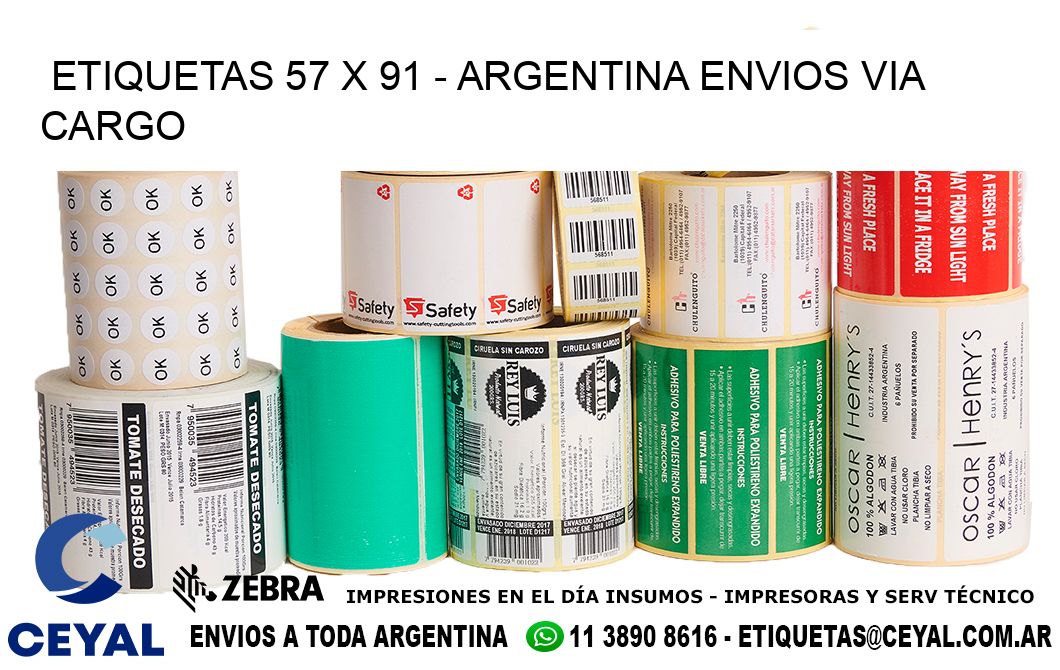 ETIQUETAS 57 x 91 - ARGENTINA ENVIOS VIA CARGO