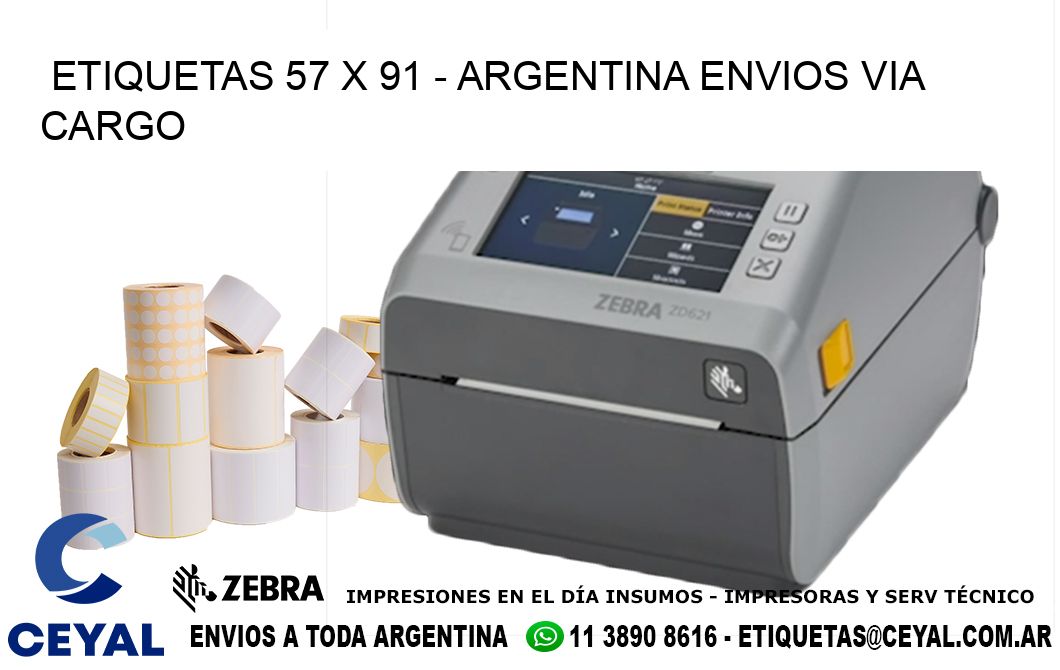 ETIQUETAS 57 x 91 - ARGENTINA ENVIOS VIA CARGO