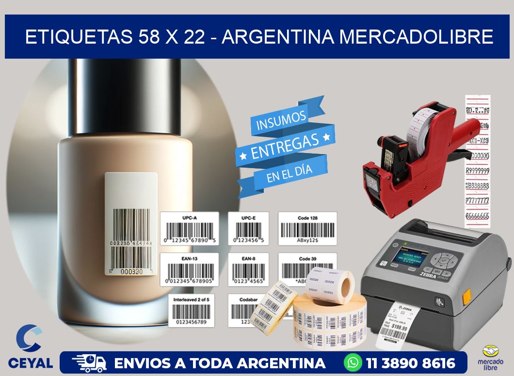 ETIQUETAS 58 x 22 - ARGENTINA MERCADOLIBRE