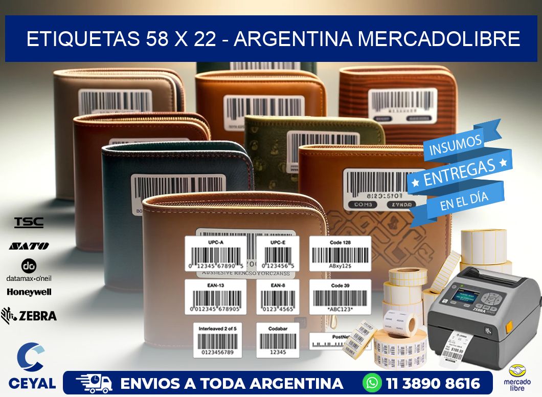 ETIQUETAS 58 x 22 - ARGENTINA MERCADOLIBRE