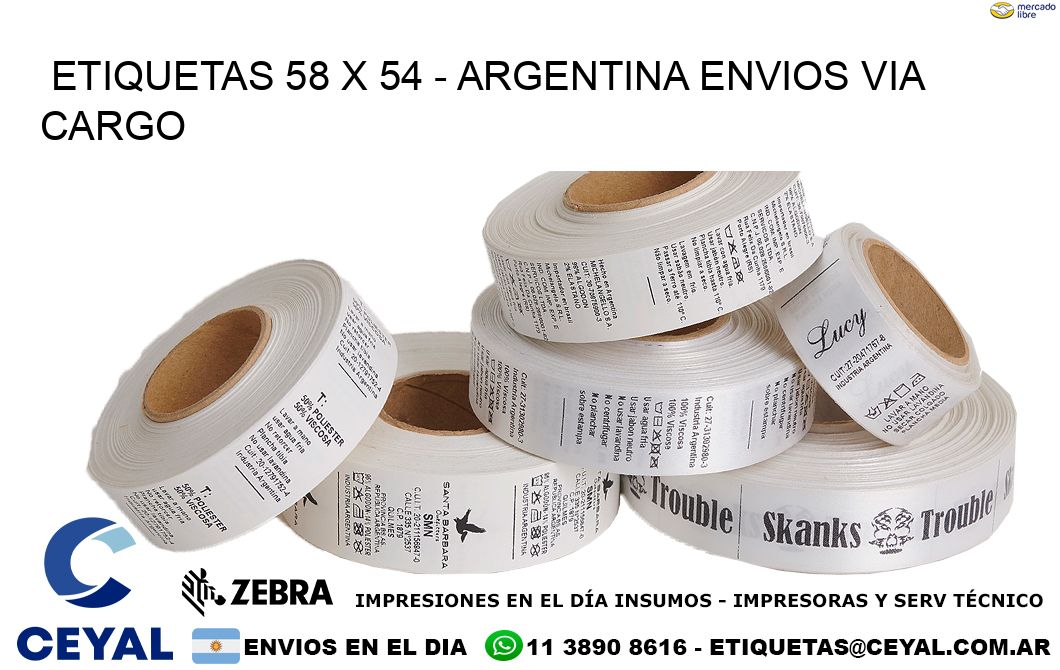 ETIQUETAS 58 x 54 - ARGENTINA ENVIOS VIA CARGO