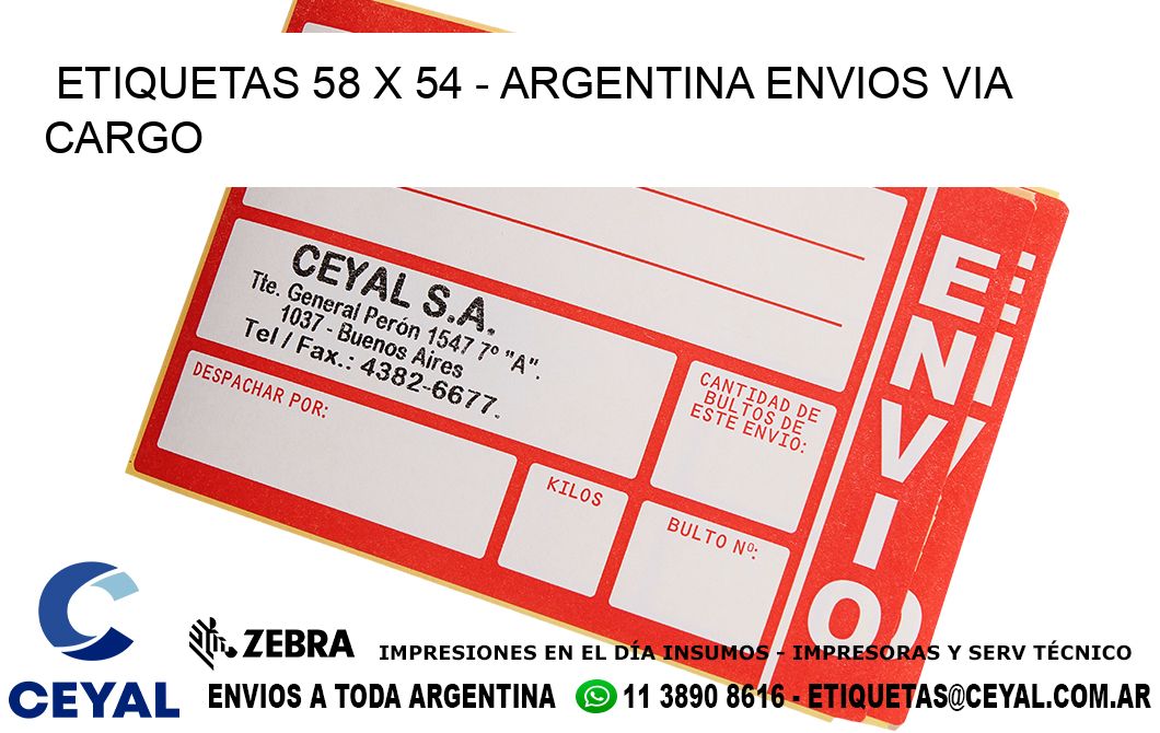 ETIQUETAS 58 x 54 - ARGENTINA ENVIOS VIA CARGO