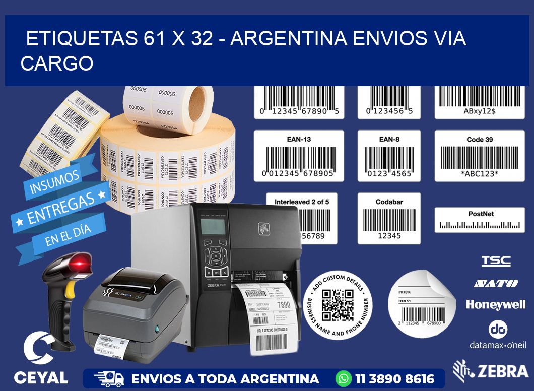 ETIQUETAS 61 x 32 - ARGENTINA ENVIOS VIA CARGO