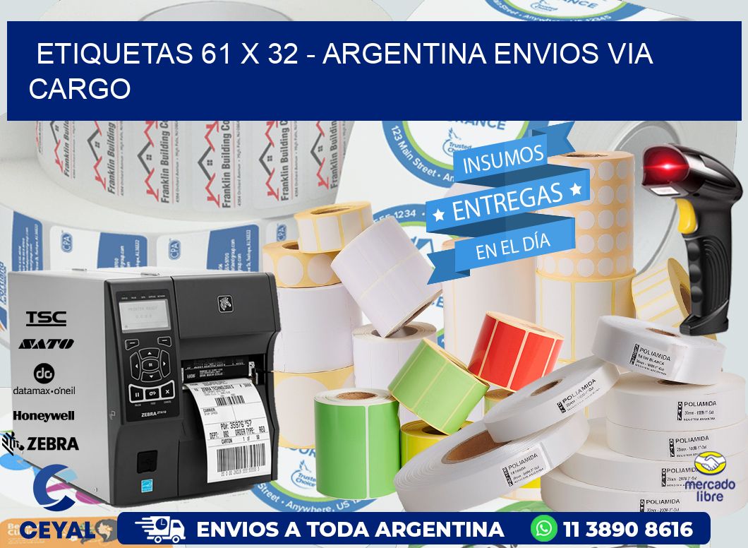 ETIQUETAS 61 x 32 - ARGENTINA ENVIOS VIA CARGO