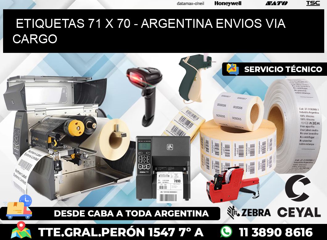 ETIQUETAS 71 x 70 - ARGENTINA ENVIOS VIA CARGO