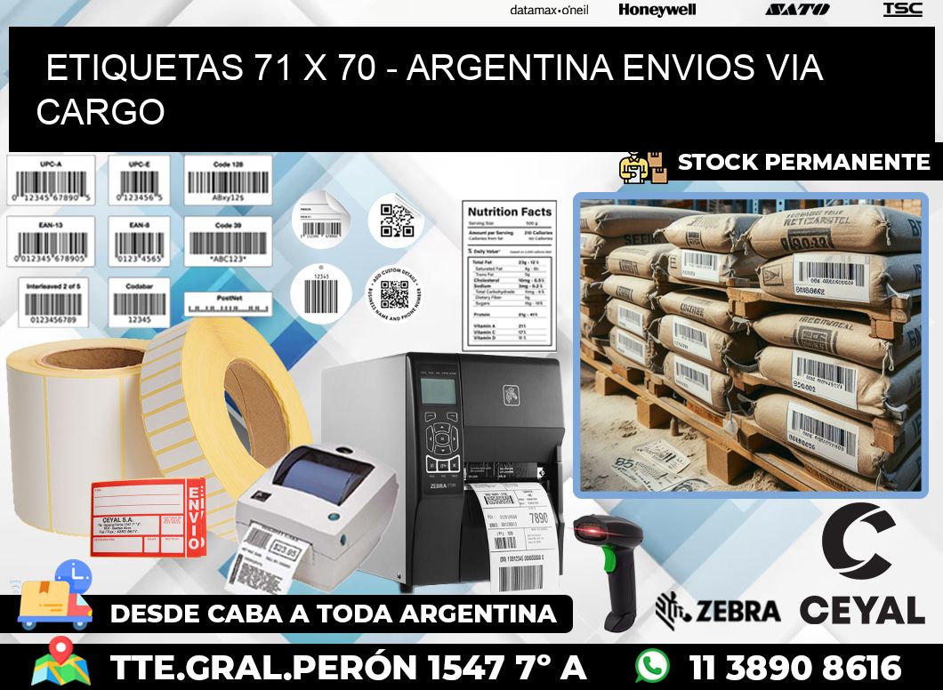 ETIQUETAS 71 x 70 – ARGENTINA ENVIOS VIA CARGO