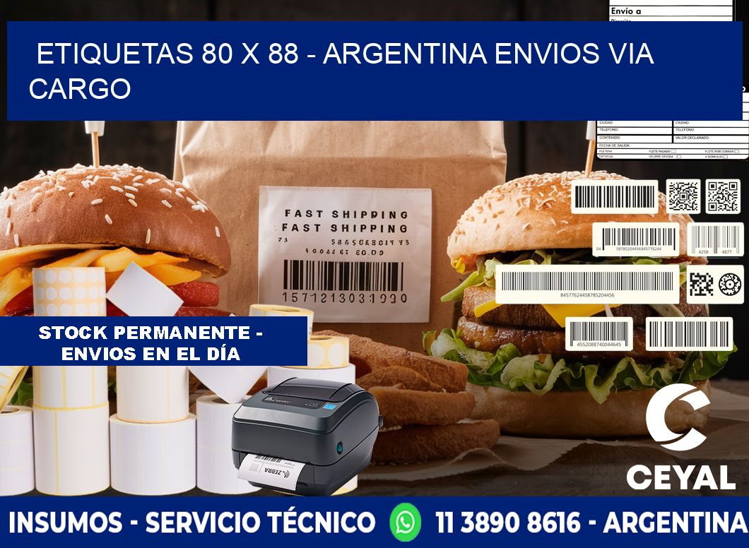 ETIQUETAS 80 x 88 - ARGENTINA ENVIOS VIA CARGO