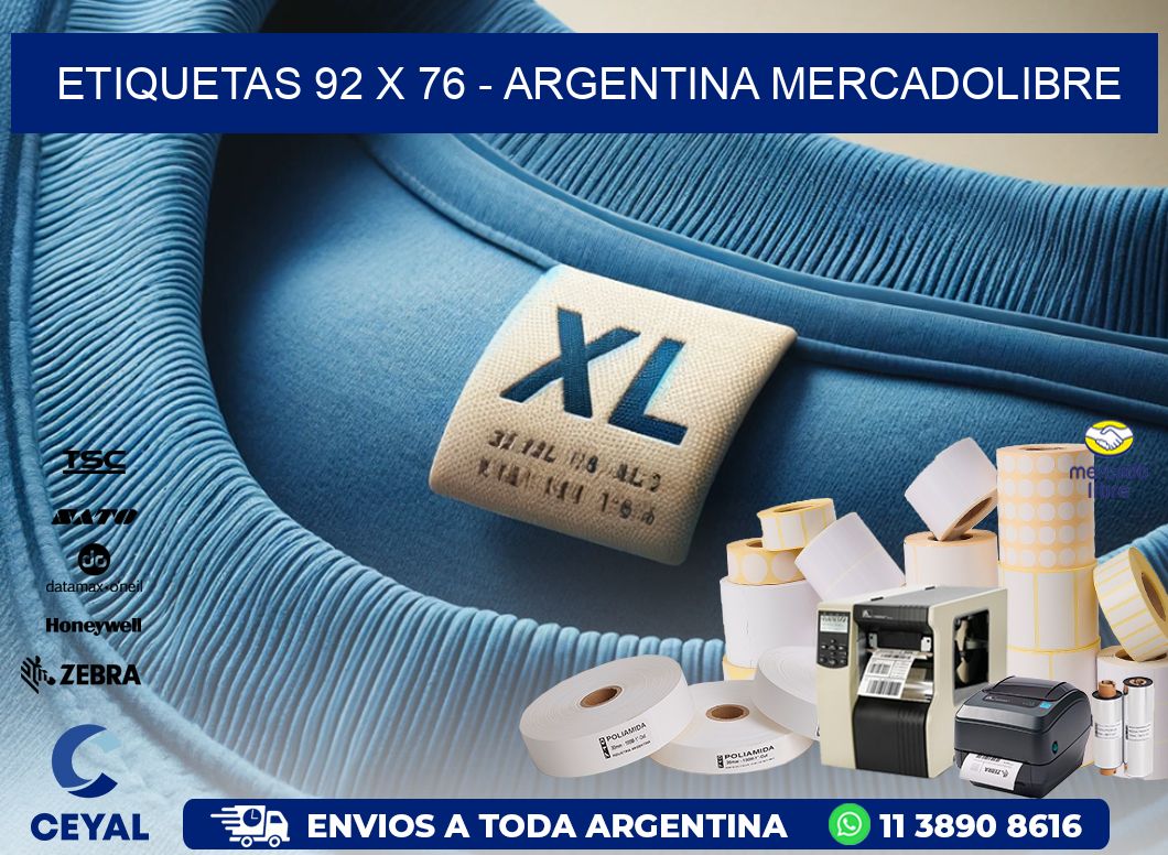 ETIQUETAS 92 x 76 - ARGENTINA MERCADOLIBRE