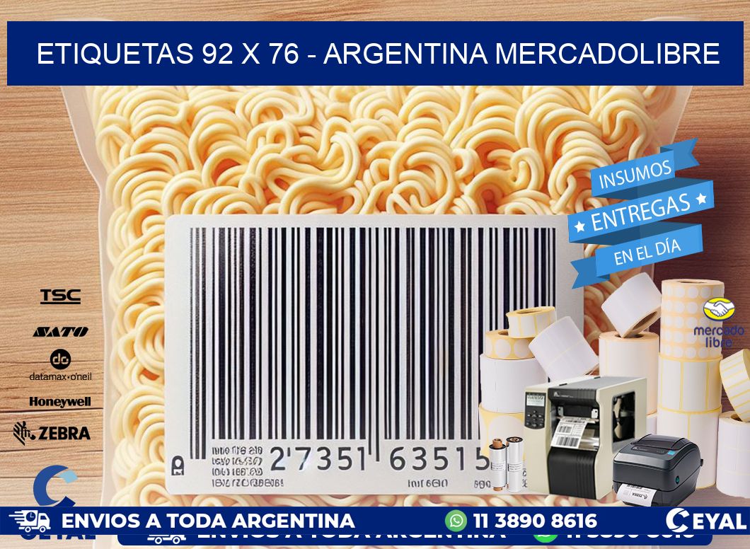 ETIQUETAS 92 x 76 - ARGENTINA MERCADOLIBRE