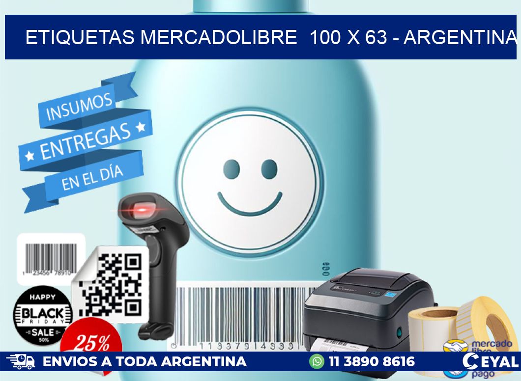 ETIQUETAS MERCADOLIBRE  100 x 63 - ARGENTINA