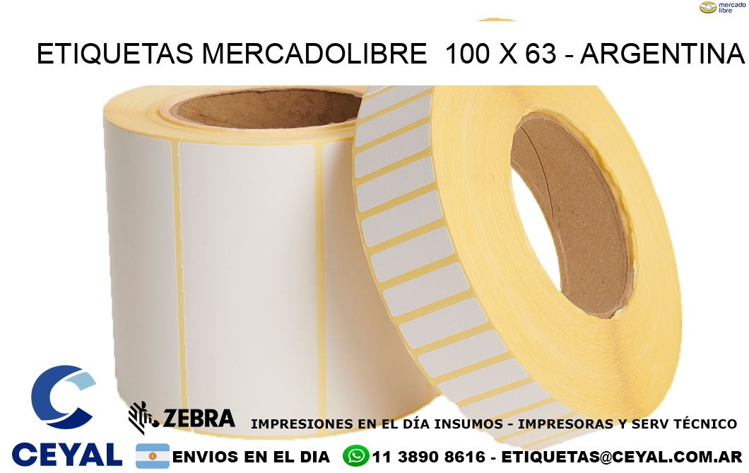 ETIQUETAS MERCADOLIBRE  100 x 63 - ARGENTINA