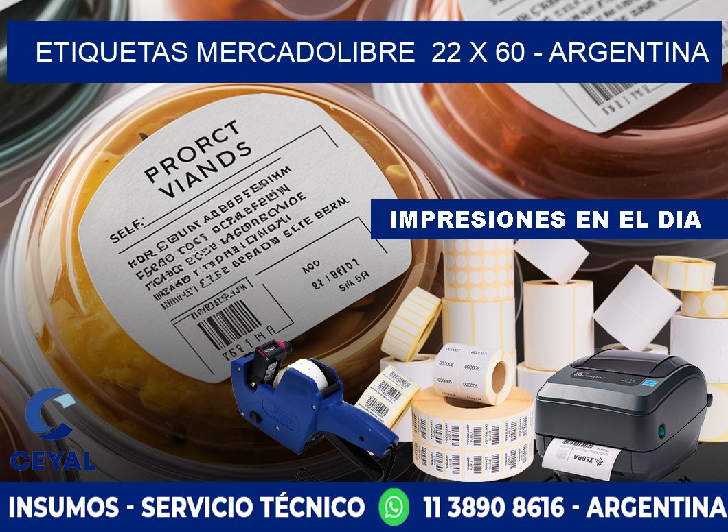 ETIQUETAS MERCADOLIBRE  22 x 60 - ARGENTINA