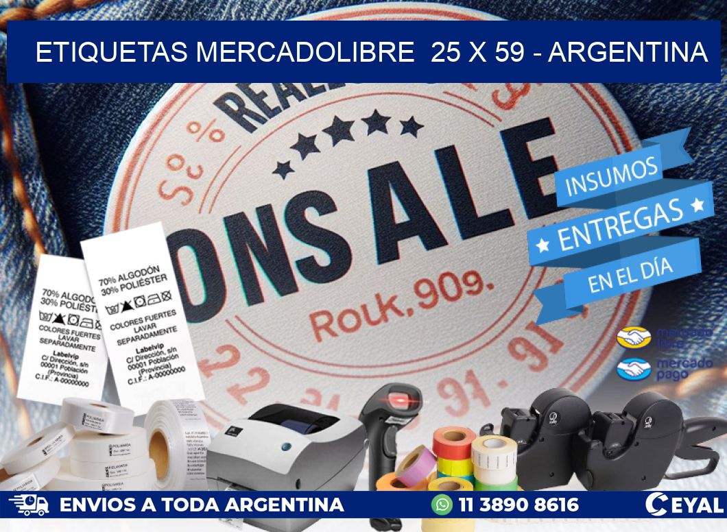 ETIQUETAS MERCADOLIBRE  25 x 59 - ARGENTINA